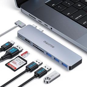Адаптер GIISSMO MacBook, концентратор USB C с Thunderbolt 3, 4K HDMI, 3 порта USB-A, устройство чтения карт SD/TF, аксессуары для MacBook USB-адаптер, совместимый с MacBook Pro M1 2020-2016, MacBook Air 2020 2019 2018 (model 4704)
