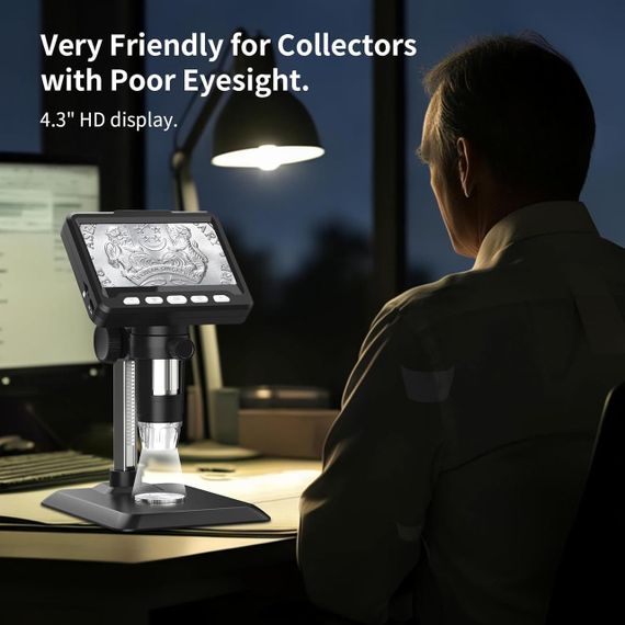 Мікроскоп Ashfly з 1000-кратним збільшенням, цифровий мікроскоп 1080P, монетна лупа з 8 регульованими світлоді | Зображення 6