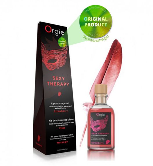 Набір: їстівне масажне масло + перо «ПОЛУБНИКА» Orgie sexstyle