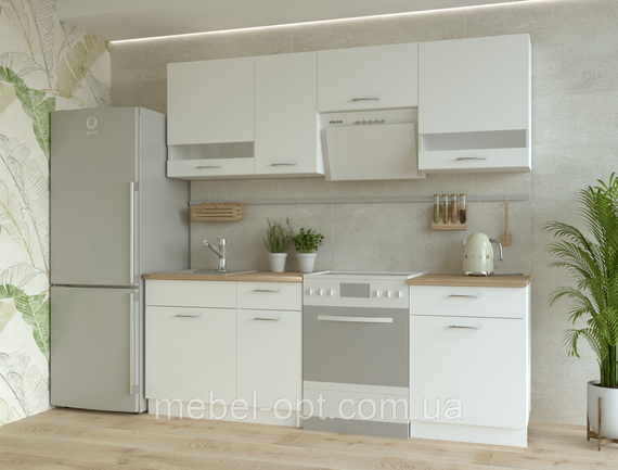 Кухня Лея Doros Белый гладкий / Сонома ДСП / вставки стекло 220х60х250 (80359337) | Зображення 3