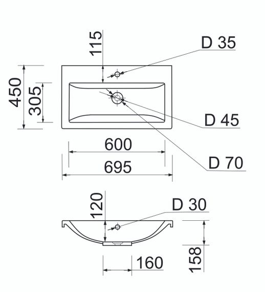 Раковина накладная Adamant CERS, прямоугольная (4824296202201) | Зображення 7