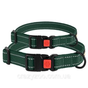 BronzeDog 52/1505Б/T L (Ошийник для собак Cotton рефлекторний х/б брезент зелений 35-45 см)