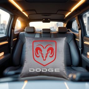 Авто Подушка з вишивкою логотипу марки Dodge додж сірий автомобілісту 00454