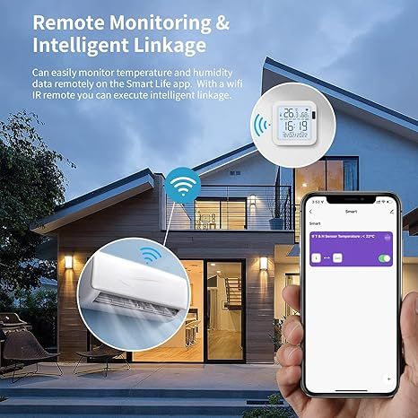 Датчик температуры eMylo WiFi s16 , гигрометр, умный термометр с приложением Smart App и регистратором данных, комнатный термометр чёрный | Зображення 3