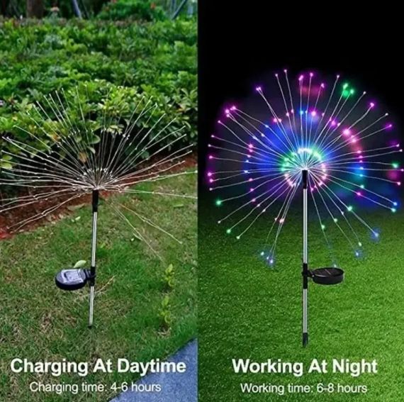 Садові світильники "Салют" на сонячній батареї / вуличний декор (SFK-41) для саду та двору, 2 шт | Зображення 1