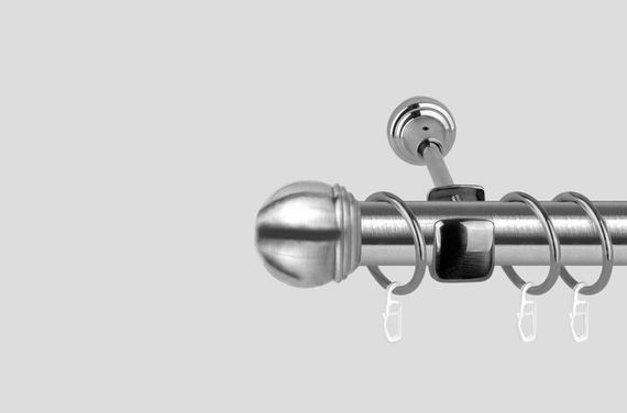 Карниз для штор металевий, однорядний 19 мм , Тоди Макс Сталь 200 див.