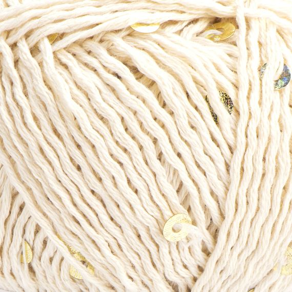 Yarnart COTTON GOLD PAILLETTES № 7103 Коттон Голд Пайетка бежевий Пряжа хлопок с пайеткой, нитки для вязания | Зображення 1