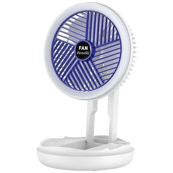 Настільний складний вентилятор Folding Fan 2in1 with Night Light White
