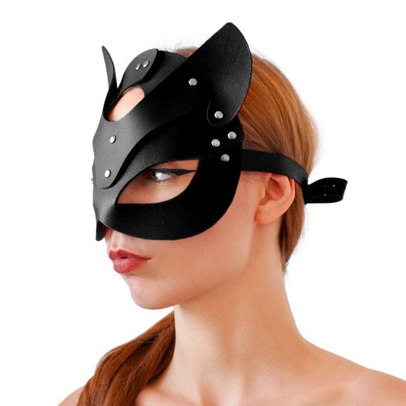 Маска кішечки з натуральної шкіри Art of Sex Cat Mask, Чорний, One Size, ONE SIZE | Зображення 3
