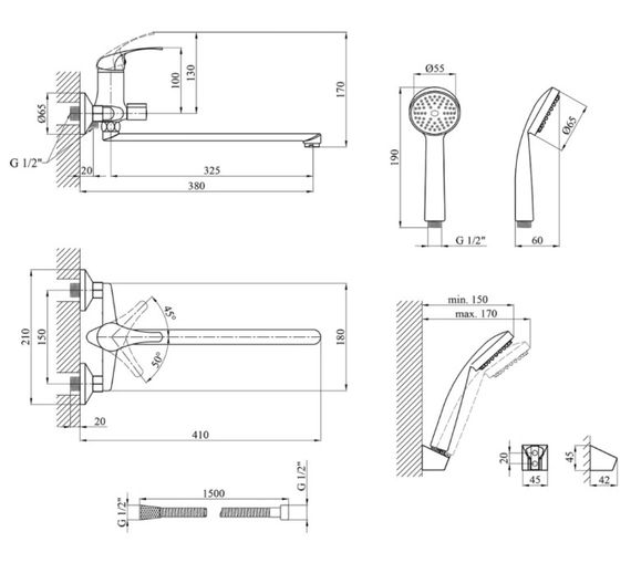 Змішувач для ванни Agua Leon-C071 (CV014927) | Зображення 1