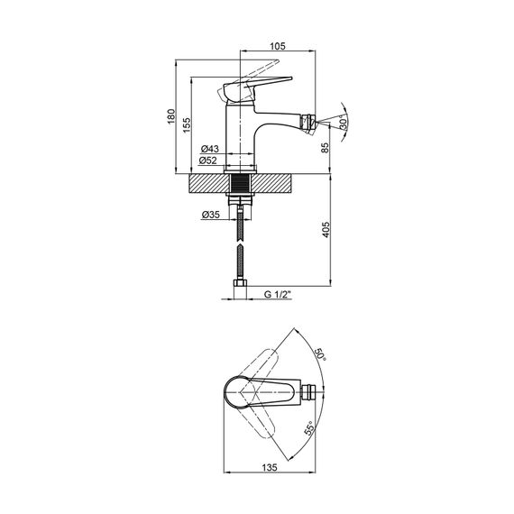 Змішувач для біде Kroner KRM Harz - C020 (CV023614) | Зображення 1
