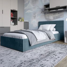 Односпальне ліжко LION Краш Лілі 84 велюр (Блакитний) 90х200 см (LION-044164)