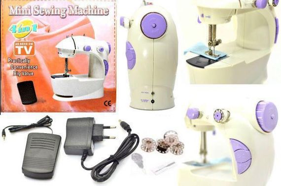 Швейная мини машинка Mini Sewing Machine SM-202A 4 в 1 портативная домашняя машинка для шитья, от сети / батареек / педали | Зображення 3