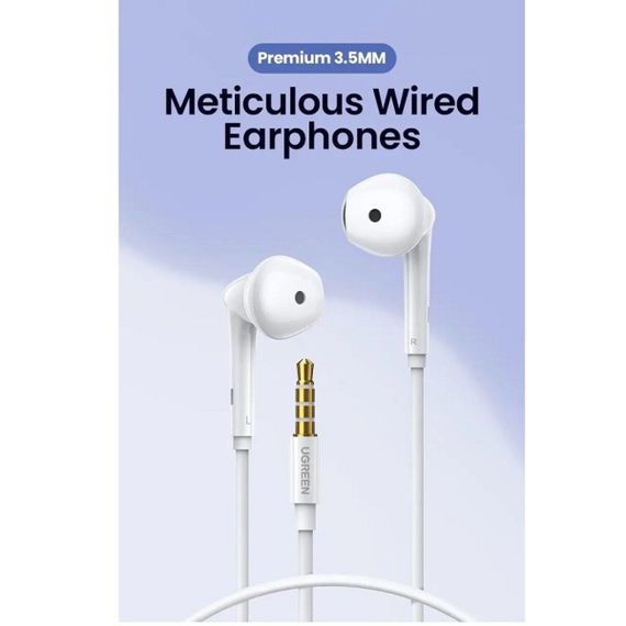 Навушники UGREEN EP101 Wired Earphones with 3.5mm Plug (White) | Зображення 1