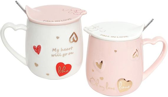 Кружка фарфоровая In Love 420мл с крышкой и ложкой | Зображення 3