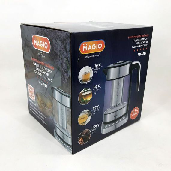 Електрочайник чайник з підсвічуванням, Вишуканий електрочайник, Чайник прозорий з підсвічуванням XR-58 | Зображення 4