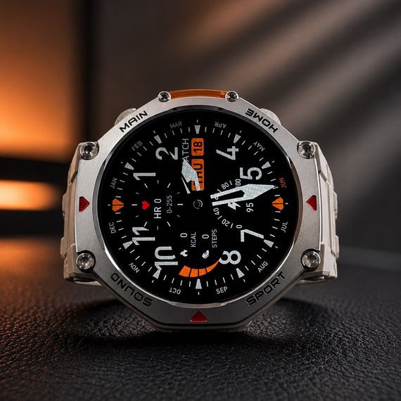 Розумний годинник Modfit Navigator Al Gray-Silver з GPS, компасом та вологозахистом 5 ATM | Зображення 4