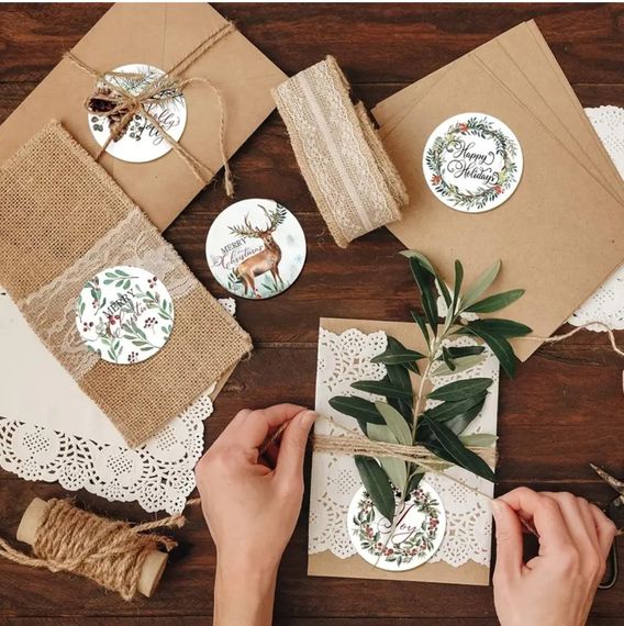 Набор наклеек/стикеров/этикеток для рождественских подарков  50 шт | Зображення 2