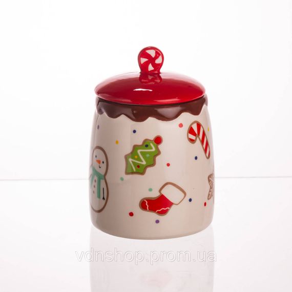 Банка для сипучих продуктів з кришкою з порцеляни 9×13 (см) Merry Christmas CR-1-42 | Зображення 3