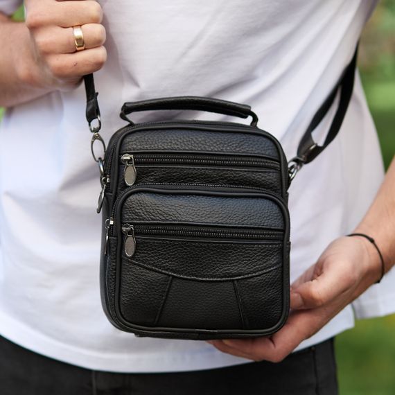 Чоловіча сумка-барсетка шкіряна чорна Tiding Bag 32051 | Зображення 1