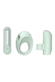 Ерекционное кольцо с вибропулей и вибратор на пальчик Dream Toys GLAM мятный sexstyle