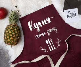 Фартук Кухня сердце дому (Бордовий)