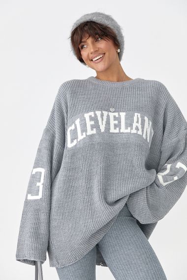 Оверсайз джемпер із крупної в'язки - сірий цвет, ONE SIZE (є розміри)