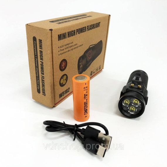 Кишеньковий тактичний ліхтар W5182-3XHP360, LED ліхтар потужний на вулицю Ручний cob KA-25 | Зображення 5
