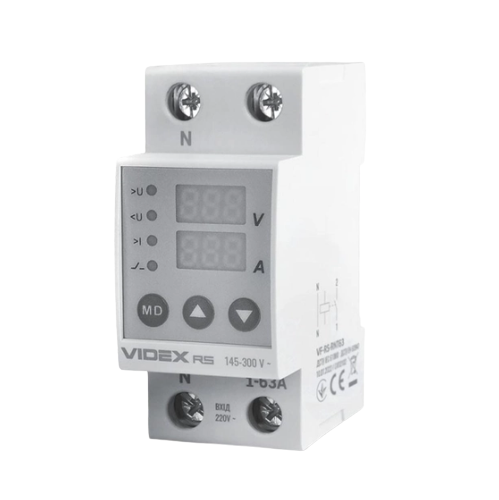 Реле контролю напруги та струму 1-63А 145-300V VF-RS-RNT63 Resist Videx