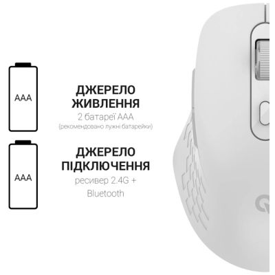Мышка OfficePro M230W Silent Click Wireless/Bluetooth White (M230W) | Зображення 5