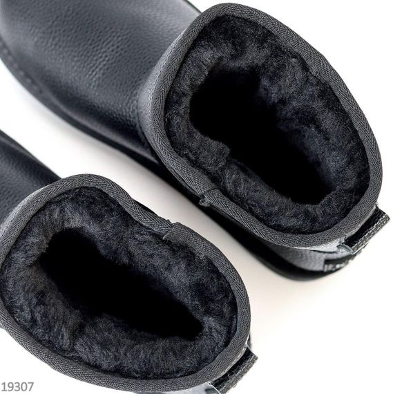 Молодежные черные низкие угги натуральная кожа флотар | Зображення 9