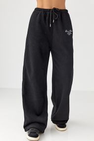 Утеплені спортивні штани з написом - чорний цвет, L/XL (є розміри)