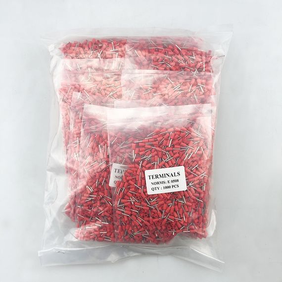 Втулочные наконечники для опрессовки проводов 1000 шт. VE2508(2.5кв) красный