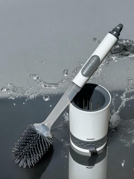 Силиконовый туалетный ершик для унитаза Primo STY02 с дозатором для моющего средства - White/Grey | Зображення 1