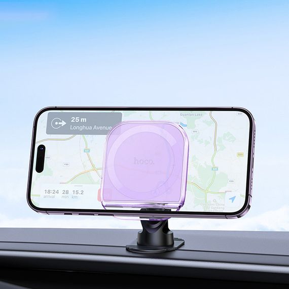 Автотримач Hoco H43 Crystal ring magnetic (center console) Romantic purple | Зображення 2