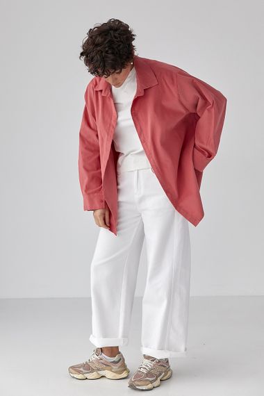 Вельветова класична сорочка - рожевий цвет, ONE SIZE (є розміри) | Зображення 2