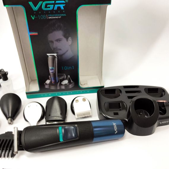 Машинка для стрижки волосся VGR V-108 тример машинка для стрижки 10 в 1, Професійна електробритва | Зображення 7