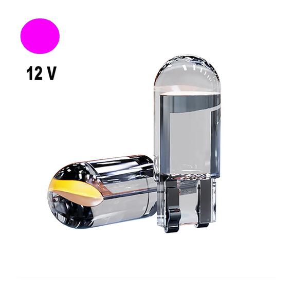 Автолампа Terra T10/W5W, цоколь W2.1x9.5d, COB, скло, рожевий, 12 В | Зображення 1