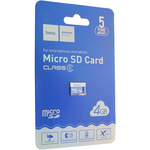 Карта памяти Hoco microSDHC Class 10 - 4GB (без адаптера) Синий | Зображення 1