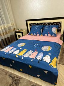 Комплект постільної білизни Soft полуторний 150х215 см Котики