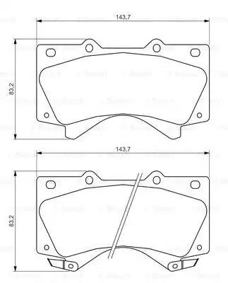 Колодки гальмівні дискові TOYOTA LAND CRUISER 100 4.2D J100 1998- передн.  BOSCH (0986494449) | Зображення 6