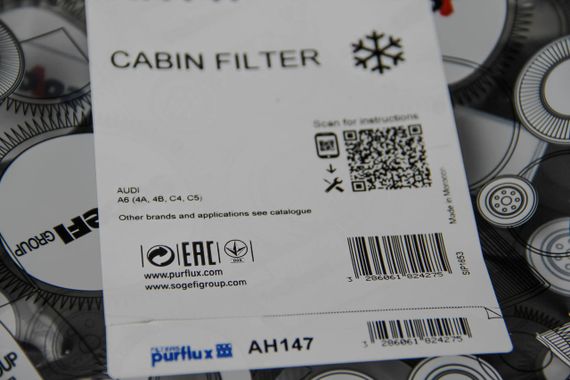 Фільтр салону Audi A6 94-98 (-AC), PURFLUX (AH147) | Зображення 1