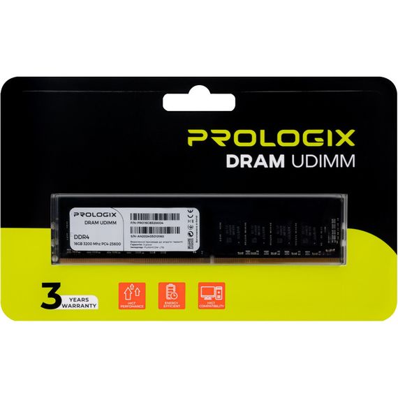 Модуль пам'яті для комп'ютера DDR4 16GB 3200 MHz Prologix (PRO16GB3200D4) | Зображення 3