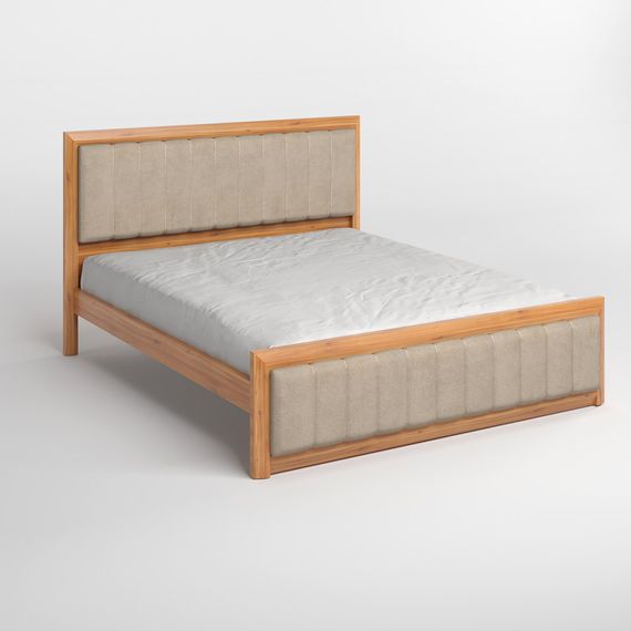 Двоспальне дерев'яне ліжко Mebigrand Барселона Б1 Вільха/Аляска 23 (Бежевий) 140х190 см (MBG-11560) | Зображення 1