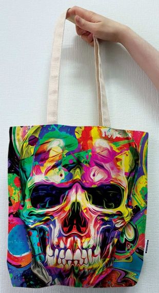 Екосумка шопер 4Profi "Skull Grafity" двунитка (хлопок) біла 23850