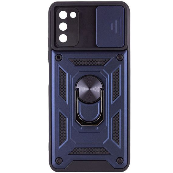 Ударостійкий чохол Camshield Serge Ring для Samsung Galaxy A03s TPU+PC, Шторка на камеру, Синій | Зображення 1