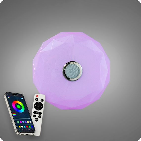 Люстра світлодіодна 517 Dlight RGB з пультом і  колонкою 80Вт Білий (02157) | Зображення 2