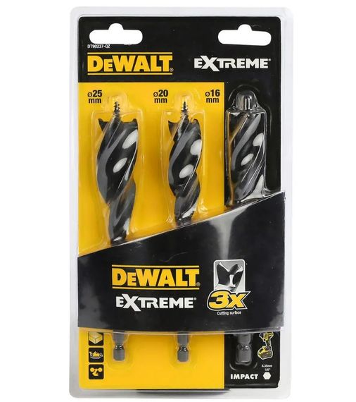 Набір свердел по дереву DeWalt спіральні EXTREME IMPACT 3 шт (DT90237)
