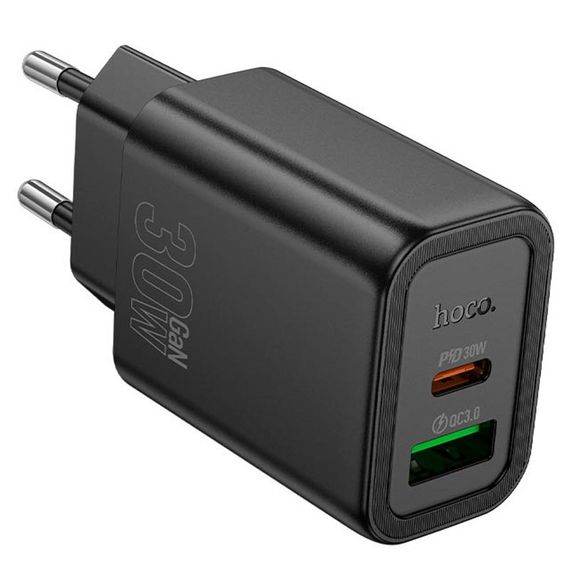 МЗП Hoco N63 Gentle PD30W+QC3.0 (1USB-A/1C) Black | Зображення 1
