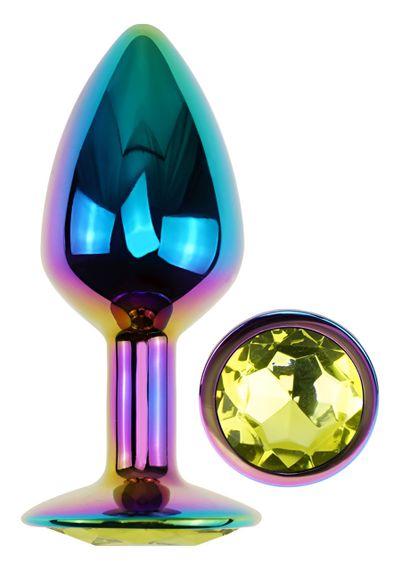 Анальна пробка з кристалом EGZO - Multicolor Round Plug Lime size S Sex Aura | Зображення 1